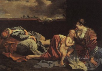  Egipto Obras - Descanse en la huida a Egipto Pintor barroco Orazio Gentileschi
